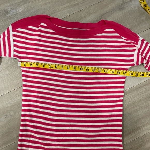 Gap Extra Small Hot Pink and White Stripes Long Sleeve Sweater Shirt, Wide Neck - Picture 8 of 11